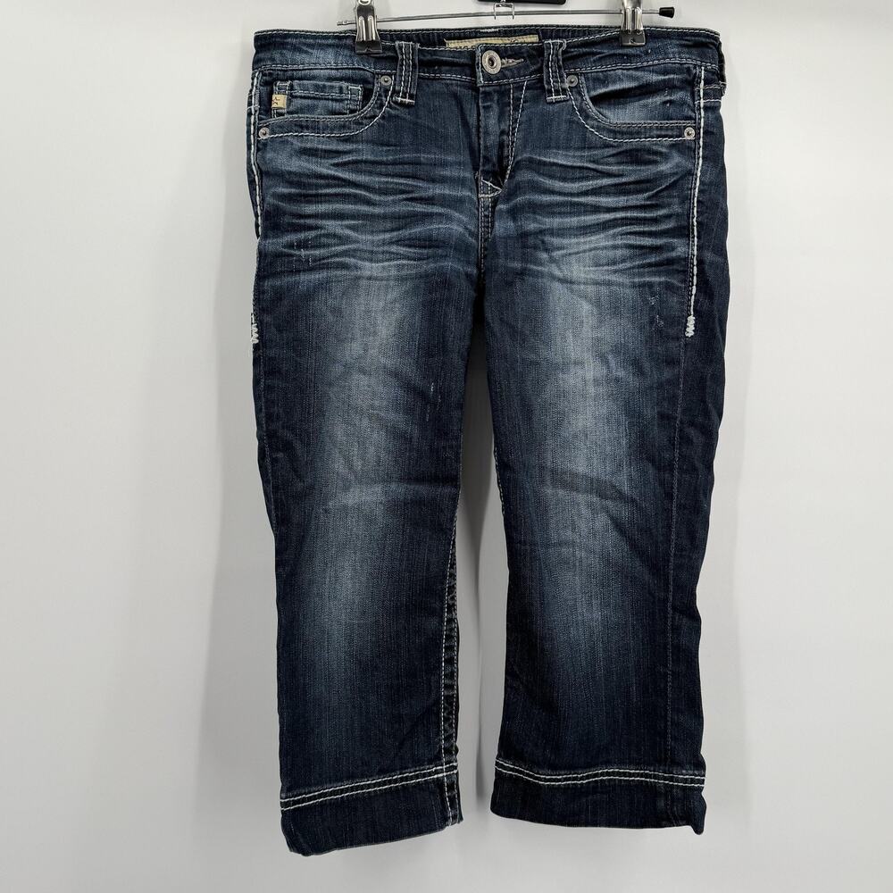 Big Star Jeans Womens 27 Blue Mid Rise Maddie Embroidered Pockets Distressed